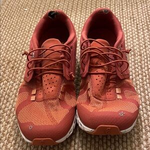 On Cloud Athletic Running Shoes in Rust Orange - Women's